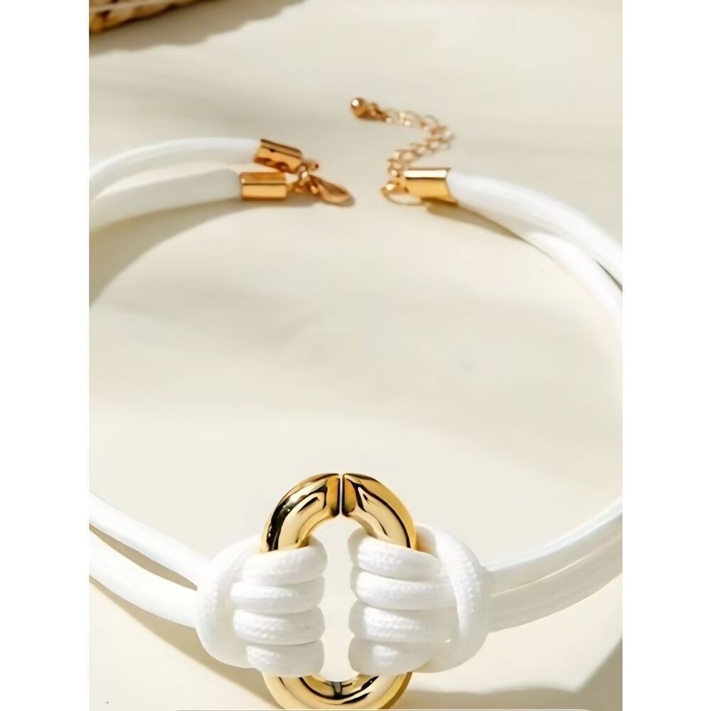 Gold Accent White Knot Choker Necklace